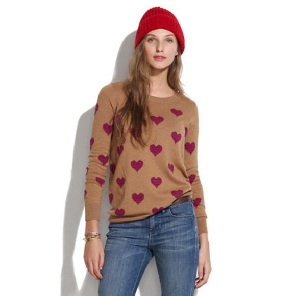 Madewell Sweaters - Heart Patterned Tan Sweater
